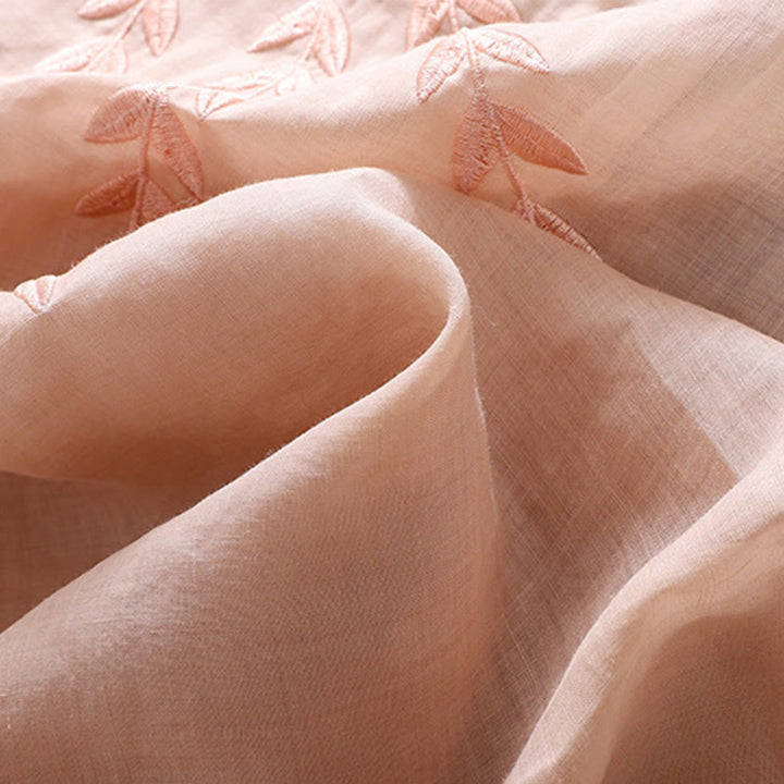 Maglietta da donna in cotone e lino con maniche a mezza manica, motivo Buddha Stones ricamate - image 21