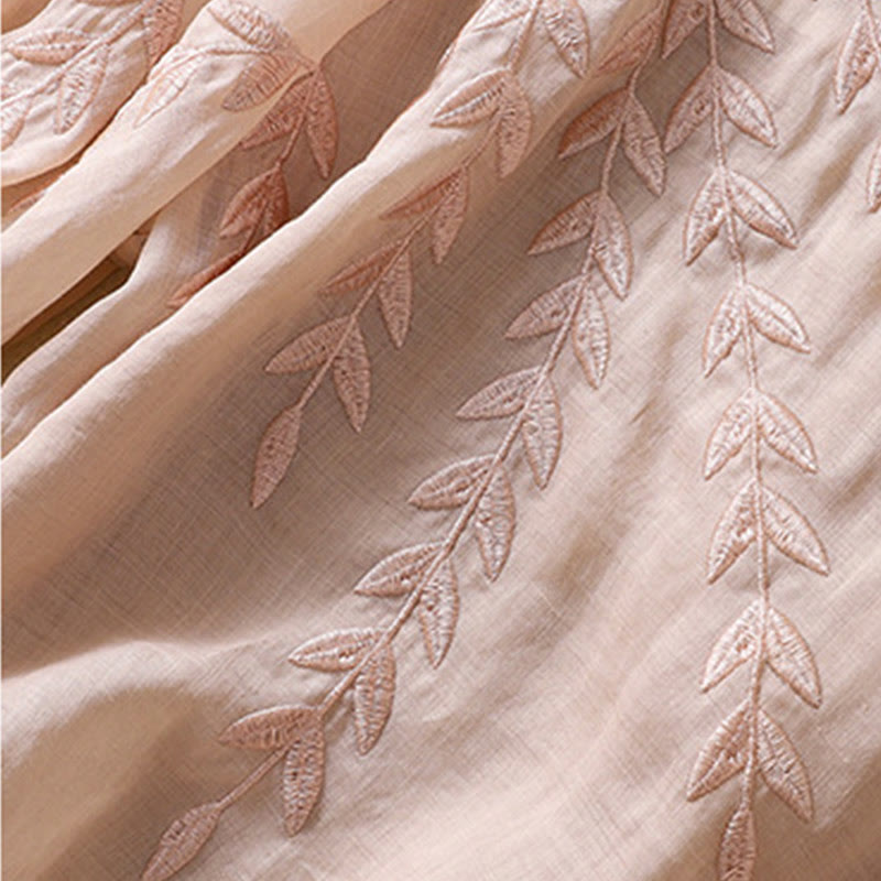 Maglietta da donna in cotone e lino con maniche a mezza manica, motivo Buddha Stones ricamate - image 20