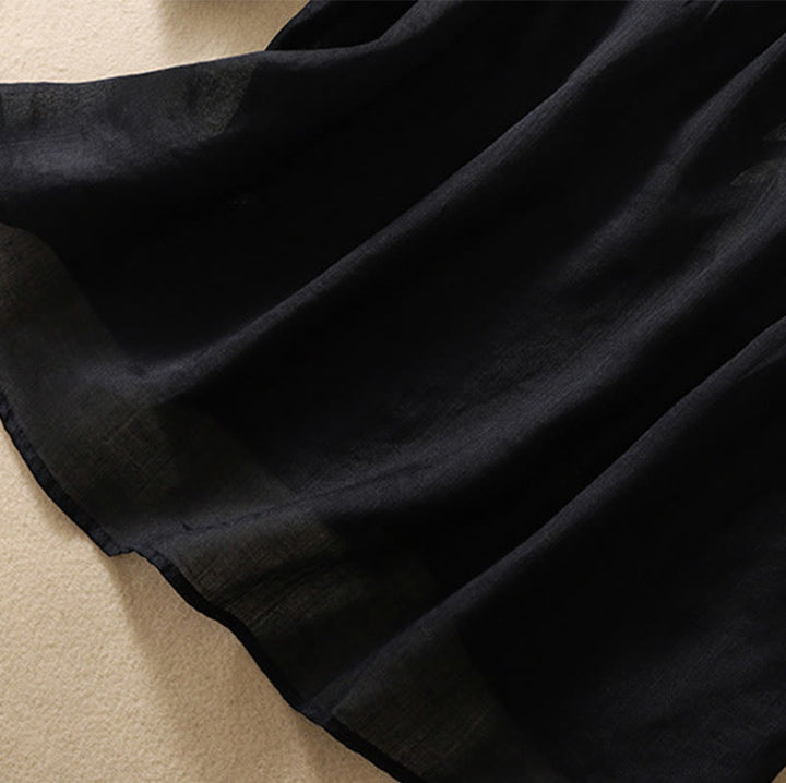 Maglietta da donna in cotone e lino con maniche a mezza manica, motivo Buddha Stones ricamate - image 27