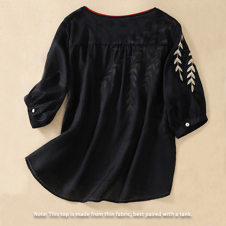 T-shirt da donna a maniche corte con ricamo Buddha Stones. - image 23