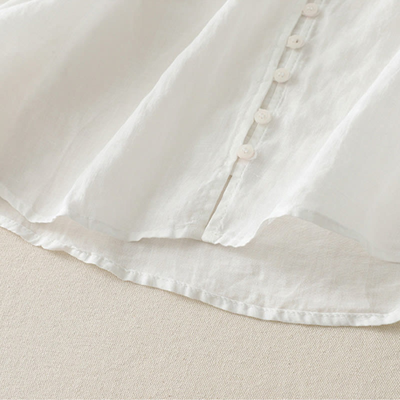 Buddha Stones Camicia da donna in cotone e lino con bottoni ricamati - image 12