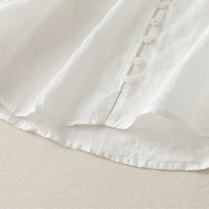 Buddha Stones Camicia da donna in cotone e lino con bottoni ricamati - image 12