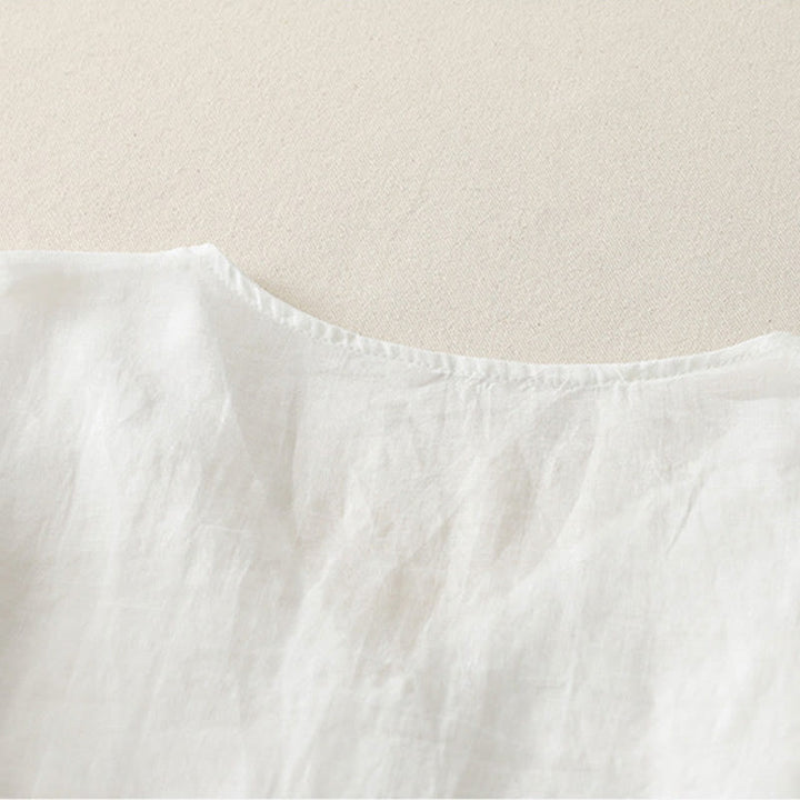 Buddha Stones Camicia da donna in cotone e lino con bottoni ricamati - image 14