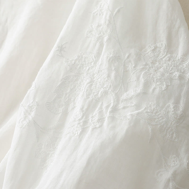 Buddha Stones Camicia da donna in cotone e lino con bottoni ricamati - image 11