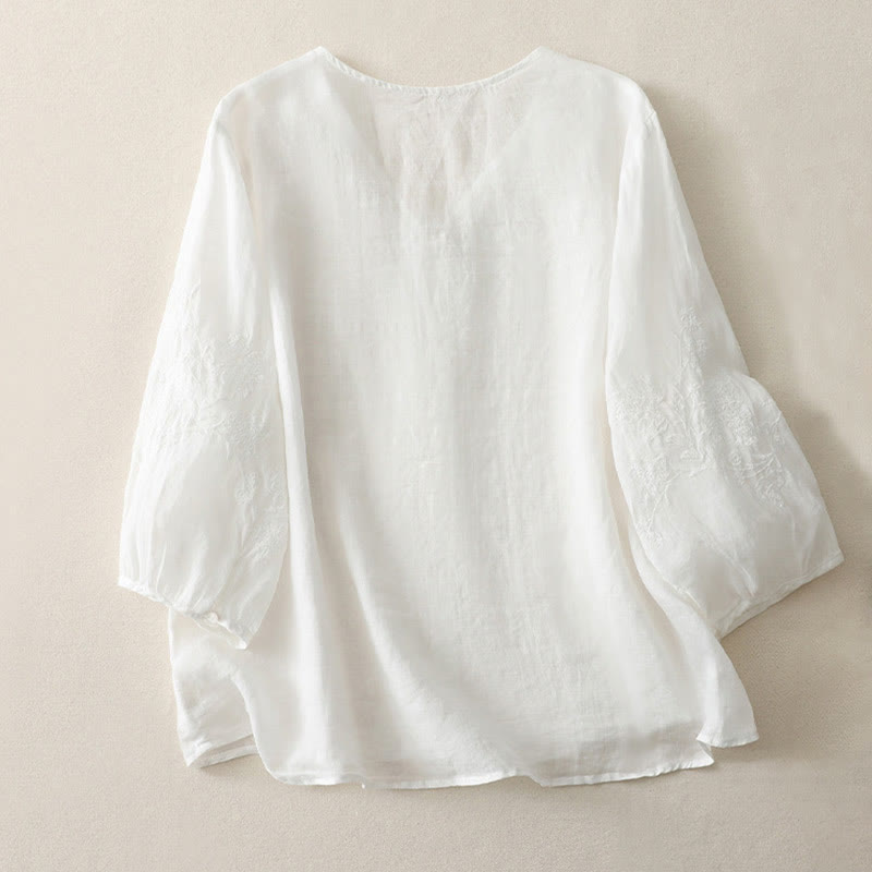 Camicia da donna con bottoni e ricamo Buddha Stones - image 8