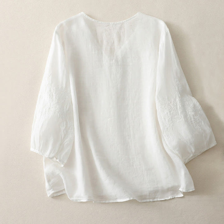 Camicia da donna con bottoni e ricamo Buddha Stones - image 8
