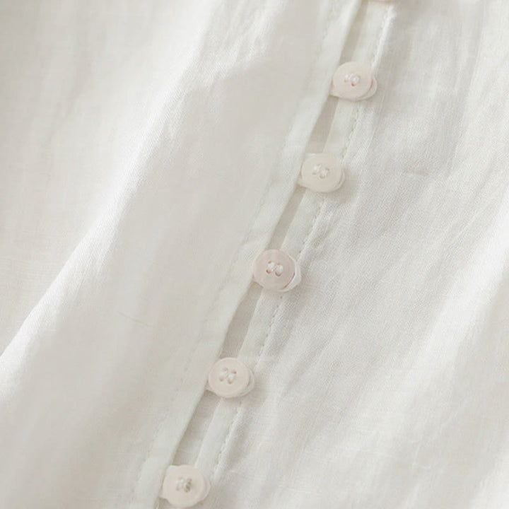 Buddha Stones Camicia da donna in cotone e lino con bottoni ricamati - image 13