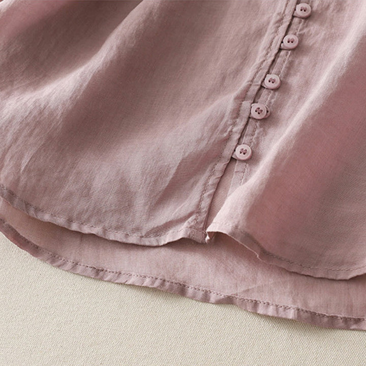 Buddha Stones Camicia da donna in cotone e lino con bottoni ricamati - image 21