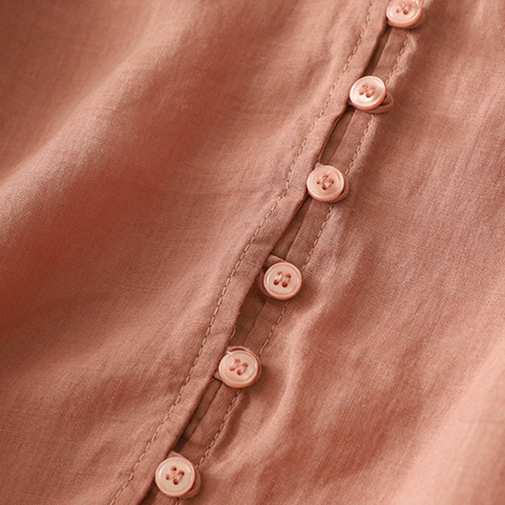 Buddha Stones Camicia da donna in cotone e lino con bottoni ricamati - image 24