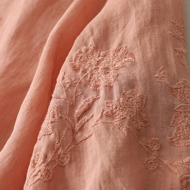 Buddha Stones Camicia da donna in cotone e lino con bottoni ricamati - image 27