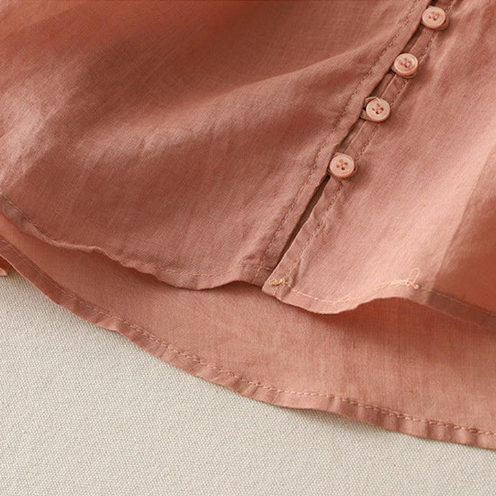 Buddha Stones Camicia da donna in cotone e lino con bottoni ricamati - image 25