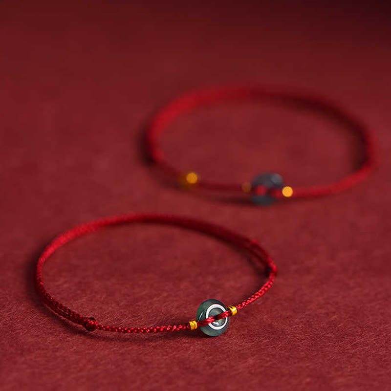 Braccialetto di collegamento alla cavigliera con fibbia della pace, Buddha Stones , monete di rame e giada rossa - image 8