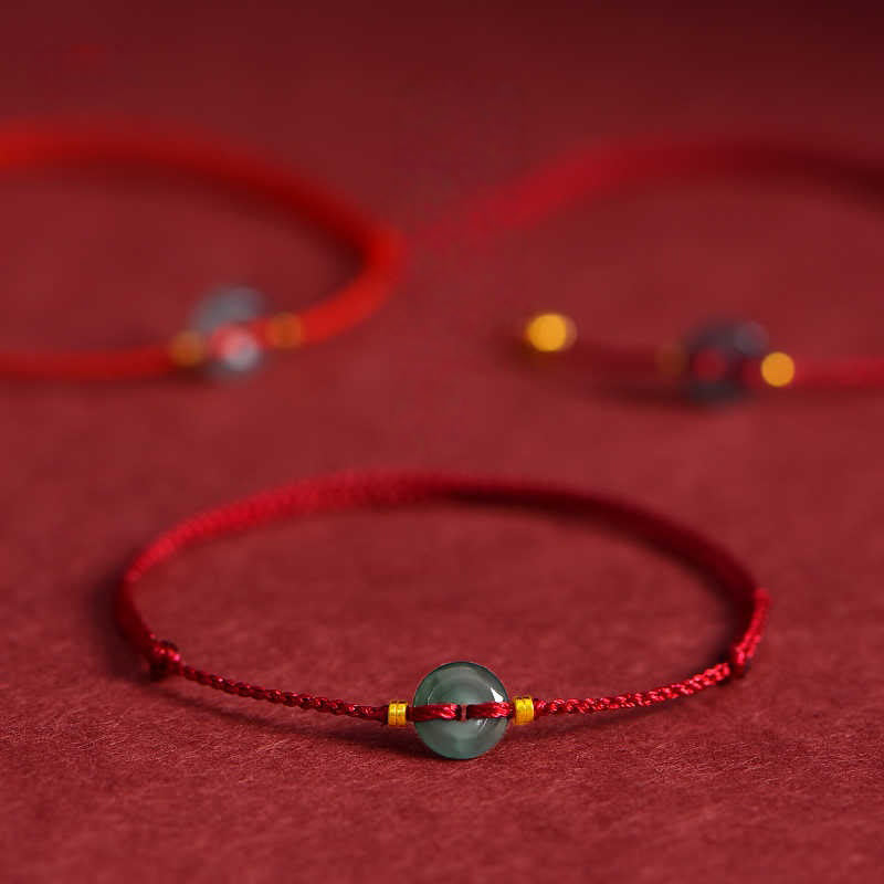 Braccialetto di collegamento alla cavigliera con fibbia della pace, Buddha Stones , monete di rame e giada rossa - image 9