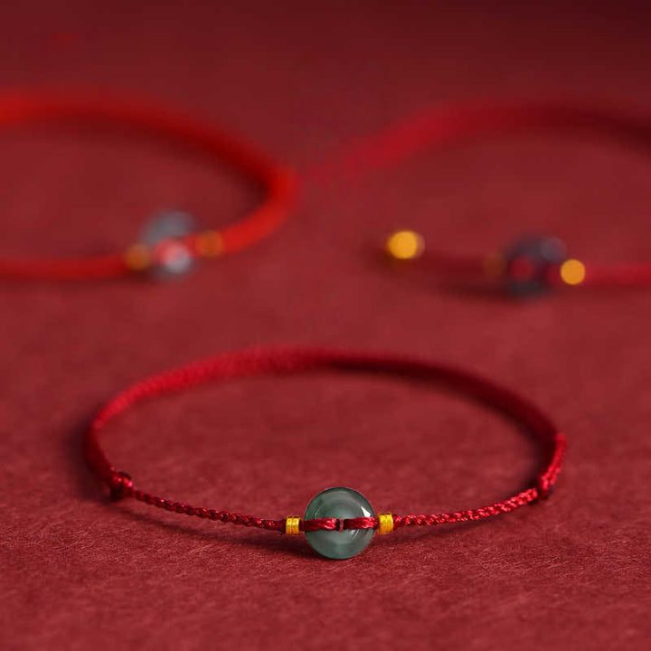 Braccialetto di collegamento alla cavigliera con fibbia della pace, Buddha Stones , monete di rame e giada rossa - image 9