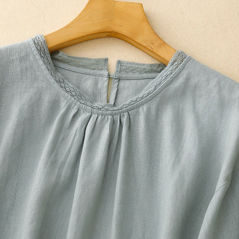 Buddha Stones Camicia da donna in cotone con maniche a lanterna - image 3