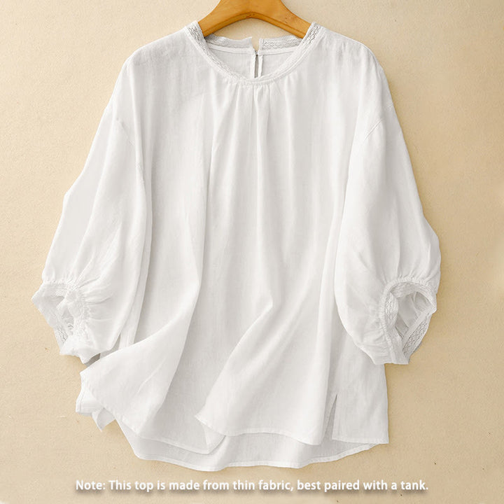 Buddha Stones Camicia da donna in cotone con maniche a lanterna - image 12