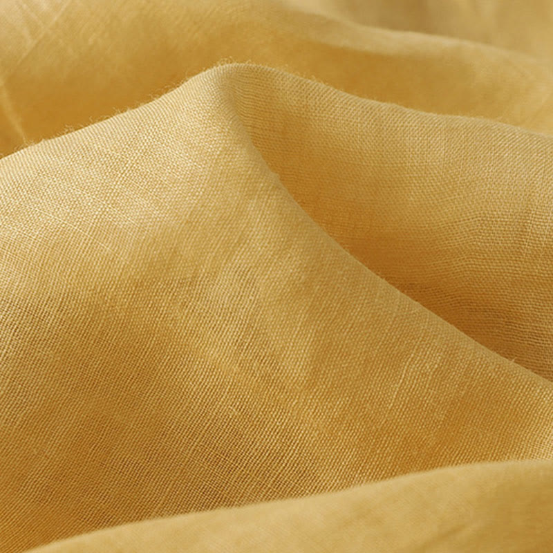 Buddha Stones Camicia monopetto in cotone e lino da donna con fiori ricamati - image 12