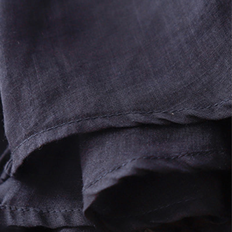 Buddha Stones Maglietta da donna in cotone e lino con scollo rotondo e pieghe a mezza manica - image 13