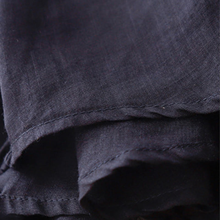 Buddha Stones Maglietta da donna in cotone e lino con scollo rotondo e pieghe a mezza manica - image 13