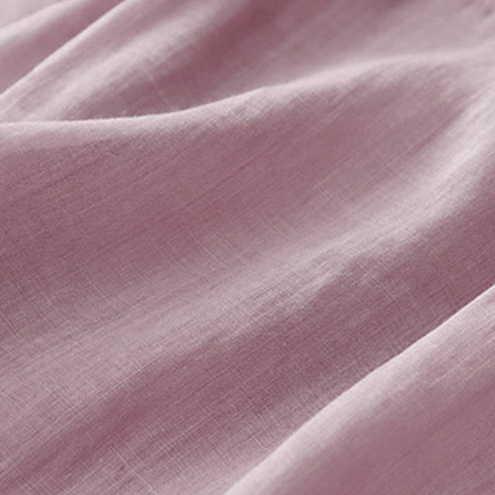 Buddha Stones Maglietta da donna in cotone e lino con scollo rotondo e pieghe a mezza manica - image 21