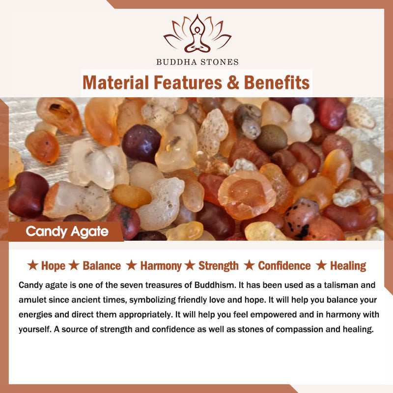 Buddha Stones Braccialetto curativo in agata caramella Liuli con fibbia della pace del carattere Fu - image 5