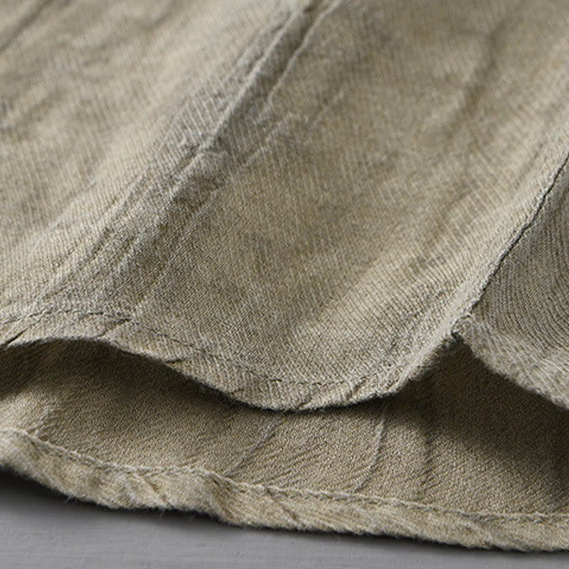 Camicia da uomo in lino ramiè con maniche lunghe, tasche, pieghe retrò, bottoni Buddha Stones - image 8