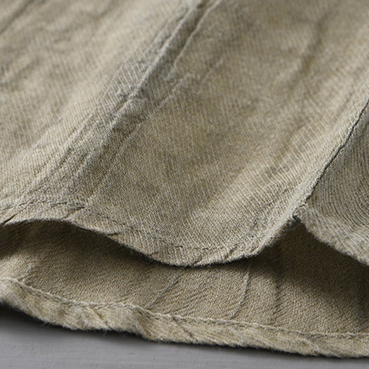 Camicia da uomo in lino ramiè con maniche lunghe, tasche, pieghe retrò, bottoni Buddha Stones - image 8