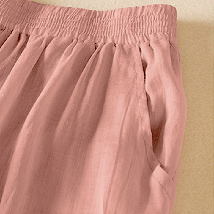Pantaloni harem da donna in cotone e lino a doppio strato, con tasche, Buddha Stones, casual e semplici, estivi - image 5
