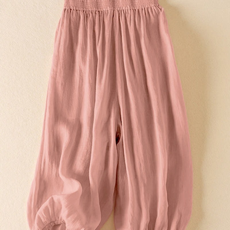 Pantaloni harem da donna in cotone e lino a doppio strato, con tasche, Buddha Stones, casual e semplici, estivi - image 1