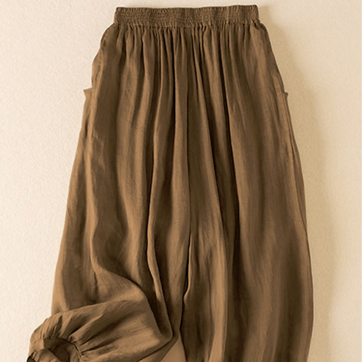 Pantaloni harem da donna in cotone e lino a doppio strato, con tasche, Buddha Stones, casual e semplici, estivi - image 22