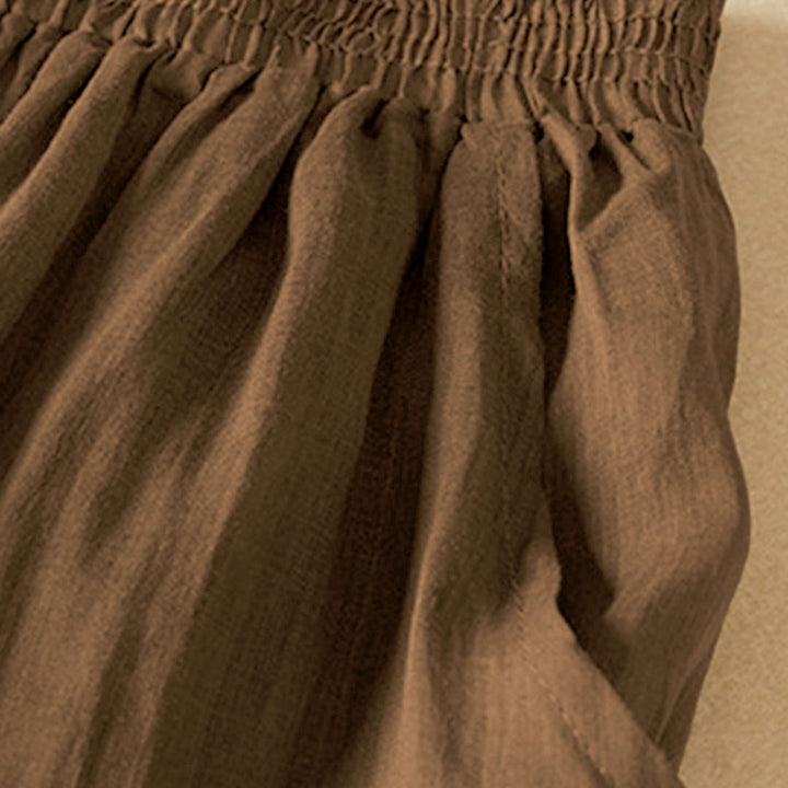 Pantaloni harem da donna in cotone e lino a doppio strato, con tasche, Buddha Stones, casual e semplici, estivi - image 25