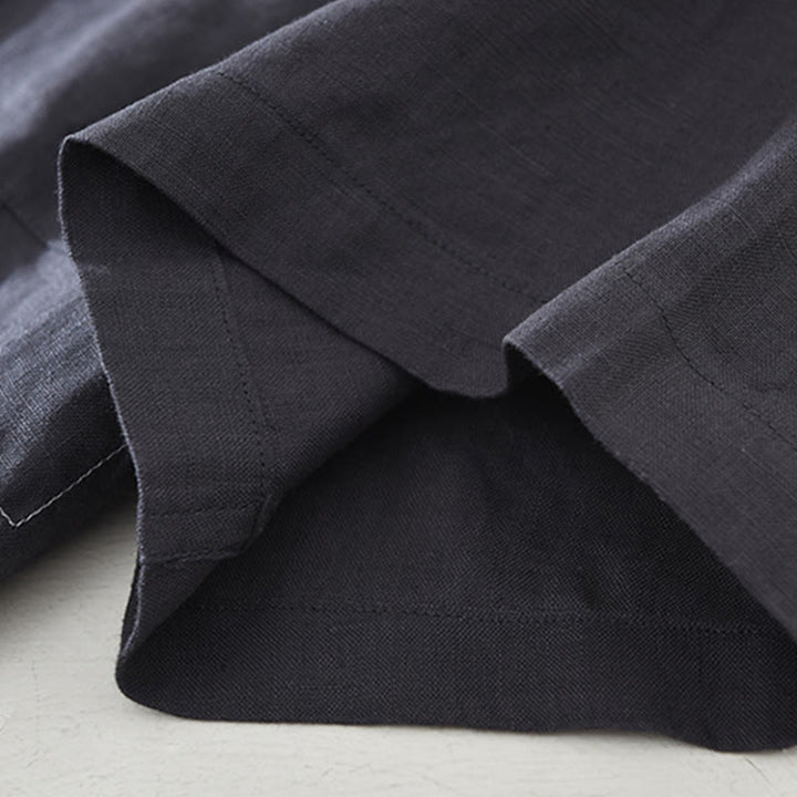 Camicia da uomo in lino a maniche corte con risvolto, modello Buddha Stones Summer, con bottoni e tasca - image 13