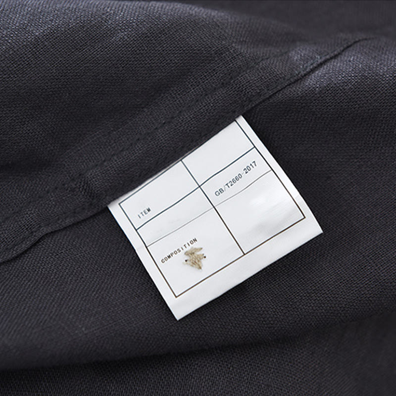 Camicia da uomo in lino a maniche corte con risvolto, modello Buddha Stones Summer, con bottoni e tasca - image 10