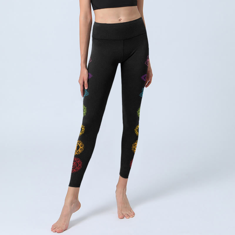 Leggings da palestra con stampa di Buddha Stones, simbolo OM e caratteri sanscriti, pantaloni da yoga da donna - image 6