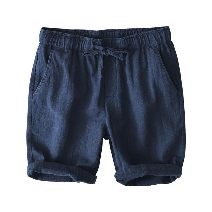 Pantaloncini da uomo estivi in ​​tinta unita con coulisse e elastico in vita, in ramia, lino e cotone, con tasche, con stampa Buddha Stones. - image 32