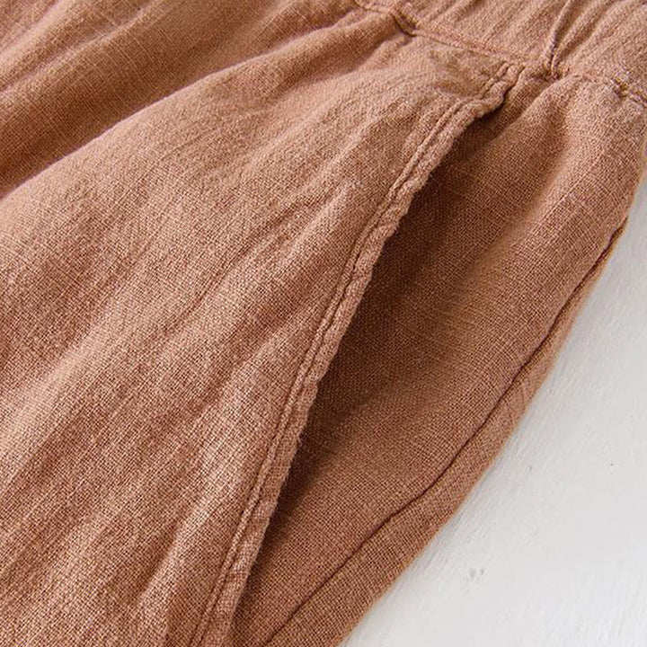 Pantaloncini da uomo estivi in ​​tinta unita con coulisse e elastico in vita, in ramia, lino e cotone, con tasche, con stampa Buddha Stones. - image 36