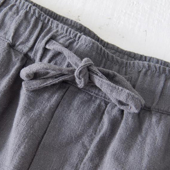 Pantaloncini da uomo estivi in ​​tinta unita con coulisse e elastico in vita, in ramia, lino e cotone, con tasche, con stampa Buddha Stones. - image 17