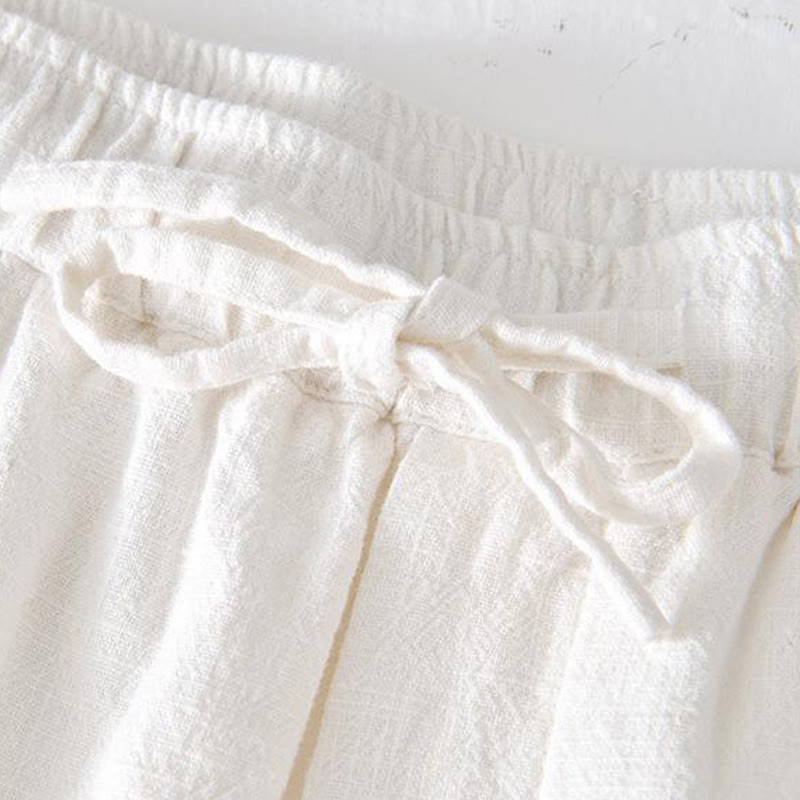 Pantaloncini da uomo estivi in ​​tinta unita con coulisse e elastico in vita, in ramia, lino e cotone, con tasche, con stampa Buddha Stones. - image 6