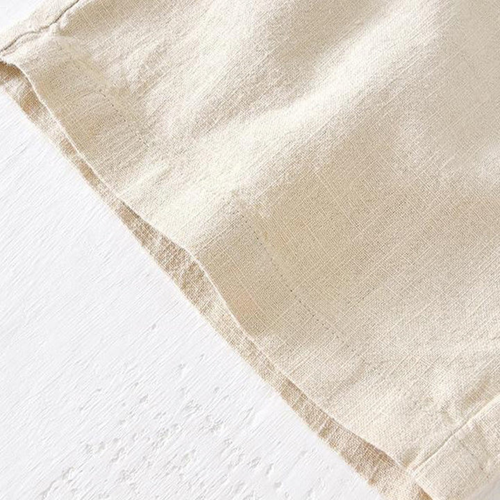 Buddha Stones Pantaloncini estivi da uomo in cotone e lino con coulisse e elastico in vita, tinta unita, con tasche - image 4