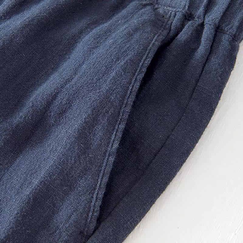 Buddha Stones Pantaloncini estivi da uomo in cotone e lino con coulisse e elastico in vita, tinta unita, con tasche - image 30