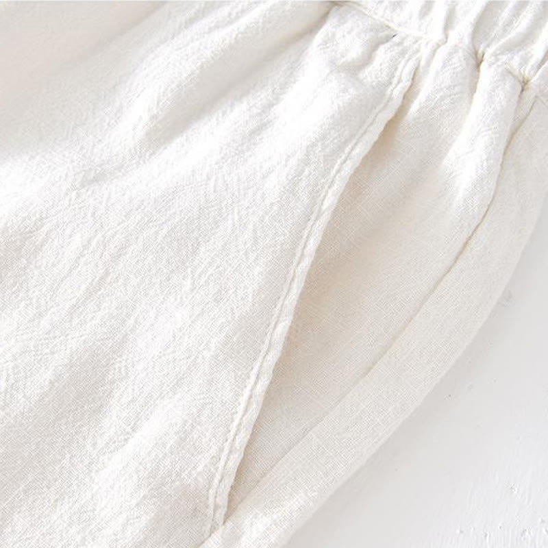 Buddha Stones Pantaloncini estivi da uomo in cotone e lino con coulisse e elastico in vita, tinta unita, con tasche - image 8