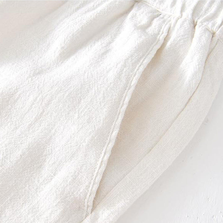 Buddha Stones Pantaloncini estivi da uomo in cotone e lino con coulisse e elastico in vita, tinta unita, con tasche - image 8