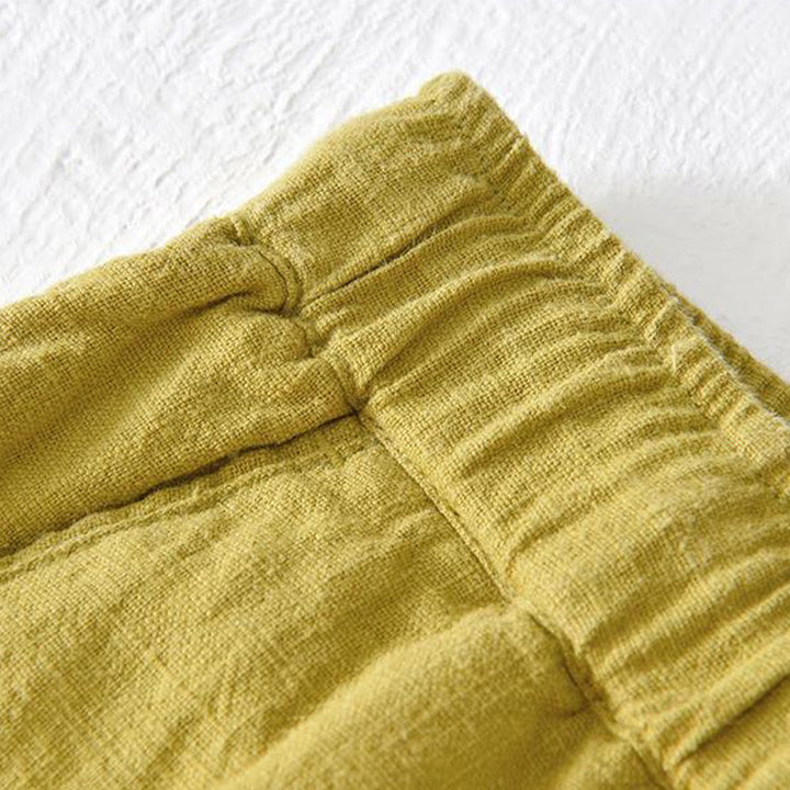 Buddha Stones Pantaloncini estivi da uomo in cotone e lino con coulisse e elastico in vita, tinta unita, con tasche - image 13