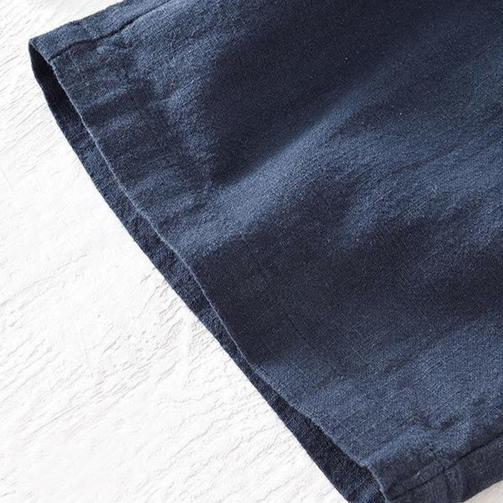 Pantaloncini da uomo estivi in ​​tinta unita con coulisse e elastico in vita, in ramia, lino e cotone, con tasche, con stampa Buddha Stones. - image 31