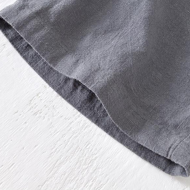 Pantaloncini da uomo estivi in ​​tinta unita con coulisse e elastico in vita, in ramia, lino e cotone, con tasche, con stampa Buddha Stones. - image 20
