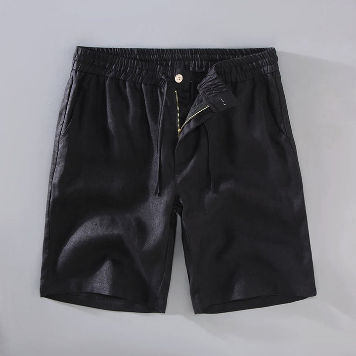 Pantaloncini da uomo in lino con tasche, modello Buddha Stones , tinta unita, con coulisse e bottoni - Nero - US/UK/AU42， EU52 (3XL) - image 11