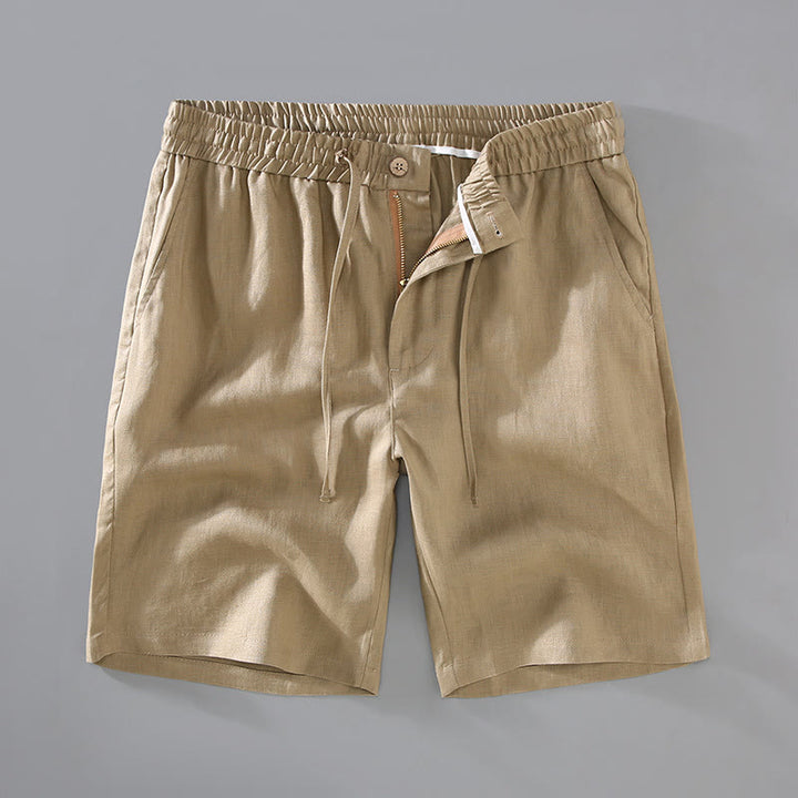 Pantaloncini da uomo in lino con tasche, modello Buddha Stones , tinta unita, con coulisse e bottoni - Verga d'oro - US/UK/AU42， EU52 (3XL) - image 1