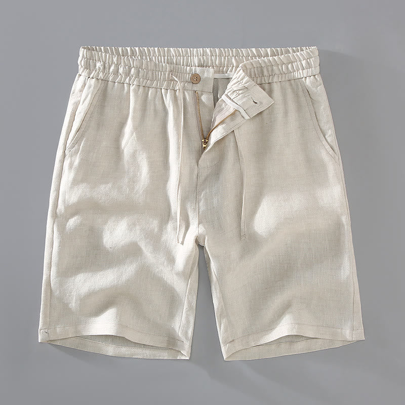 Pantaloncini da uomo in lino con tasche, modello Buddha Stones , tinta unita, con coulisse e bottoni - Biancheria - US/UK/AU42， EU52 (3XL) - image 3