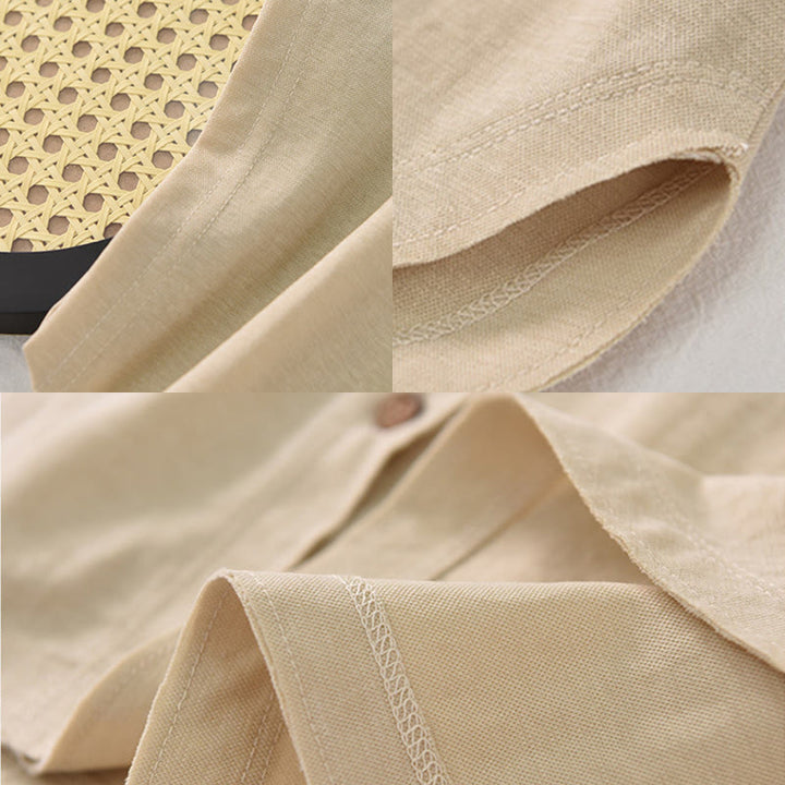 Camicia da donna in cotone a maniche corte con colletto rialzato, design vintage con bottoni Buddha Stones - image 19