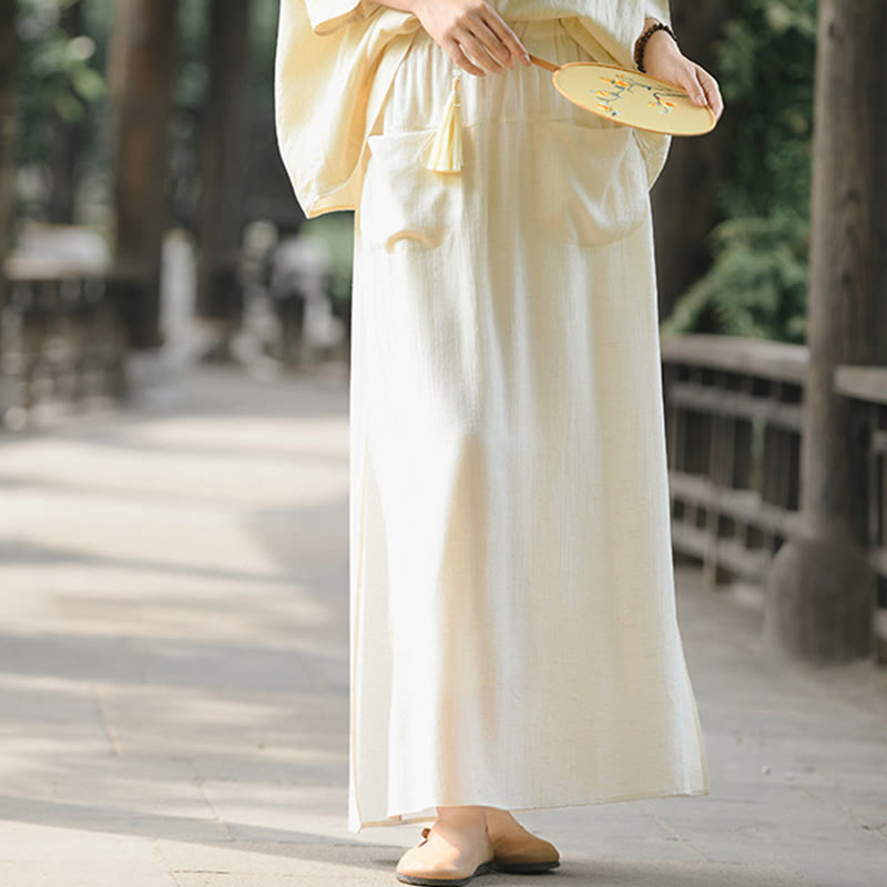 Buddha Stones Gonna e pantaloni da donna con tasche e spacchi sull'orlo in tinta unita - image 1